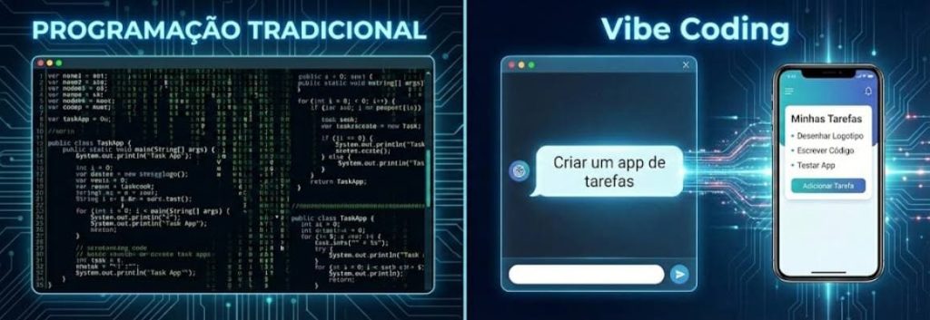 Programação tadicional x vibe coding